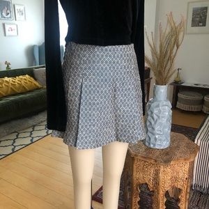Topshop Blue Jaquard Pleated Miniskirt